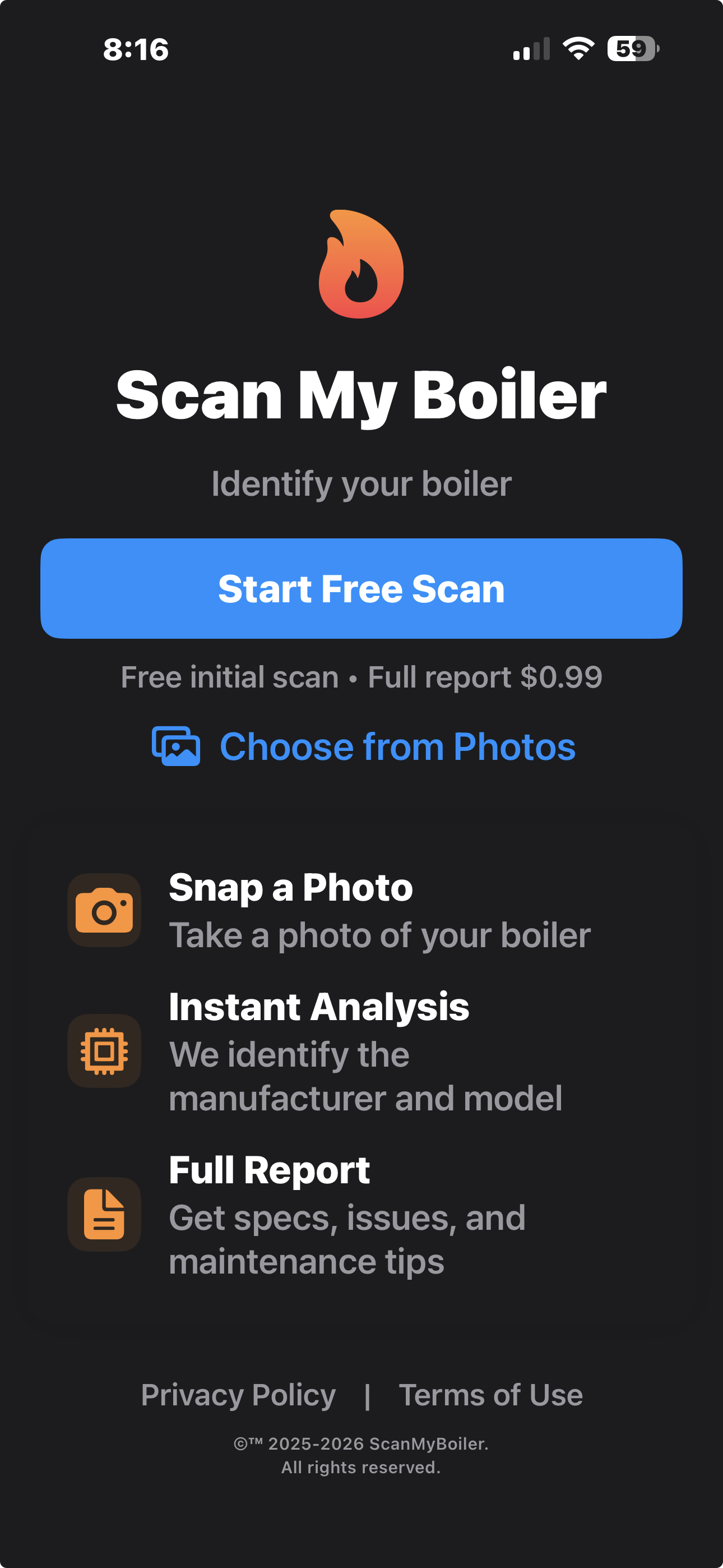 Scan My Boiler App Screenshot